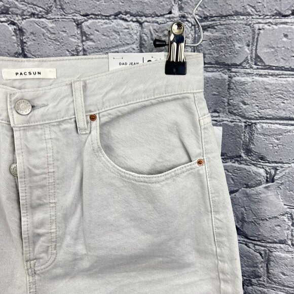PacSun  Washed White  Distressed Dad Jeans Button Fly  Size 29 100% cotton - Picture 3 of 11